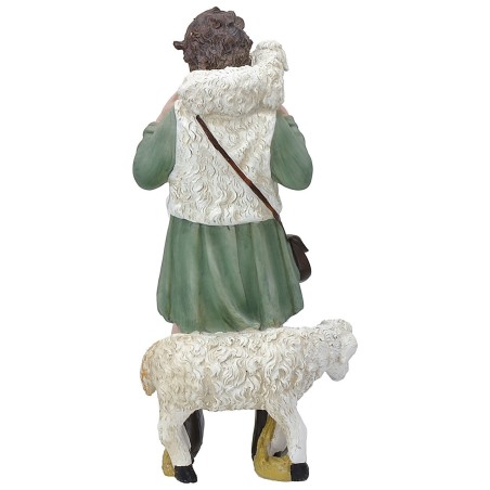 Buon pastore con pecora e agnello in resina 30 cm Mondo Presepi