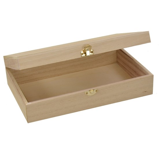 Caja rectangular de madera de 26,7x17x7,1 cm h Mundo Belenes.