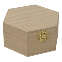 Hexagonal wooden box cm 15x12,6x6,8 h