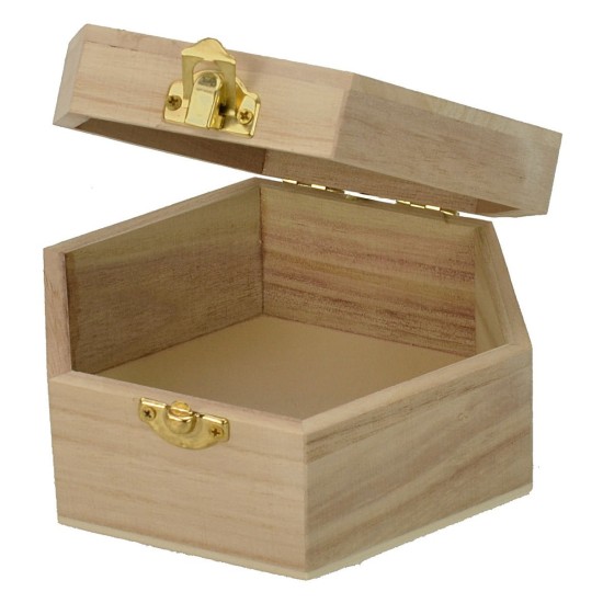 Scatola esagonale in legno cm 15x12,6x6,8 h