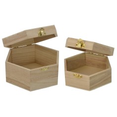 Juego de dos cajas hexagonales de madera Mondo Presepi 2