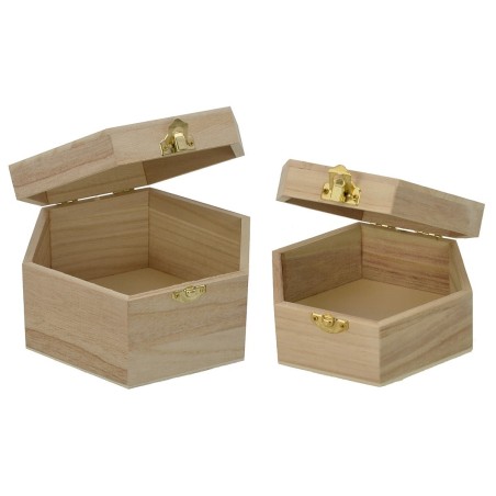 Juego de dos cajas hexagonales de madera Mondo Presepi