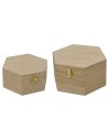 Set due scatole esagonali in legno Mondo Presepi