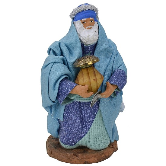 Conjunto de 3 Reyes Magos de 12 cm con ropa de tela Mundo Pesebres