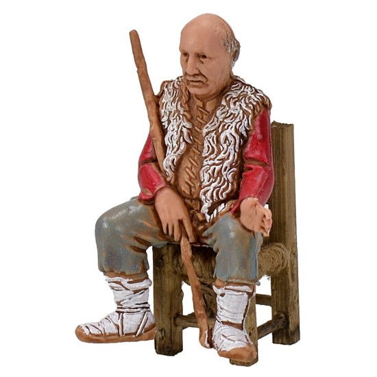Uomo cm 10 in posizione da seduto -Statue presepe Mondo Presepi