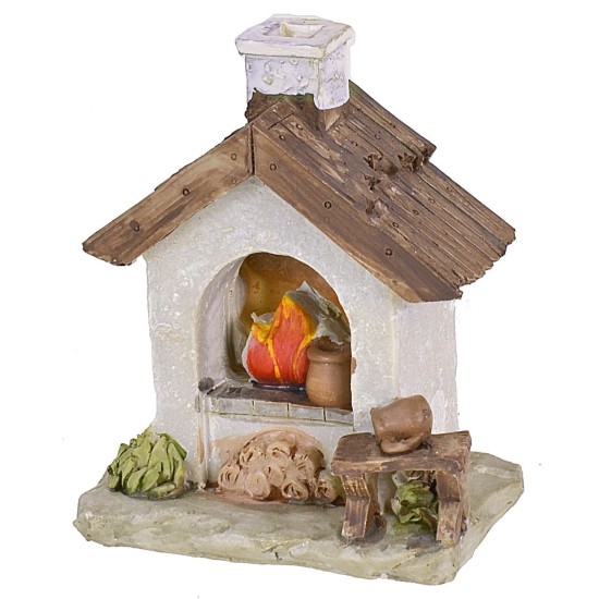 Forno con fuoco funzionante a batterie cm 9x6x10,8 h