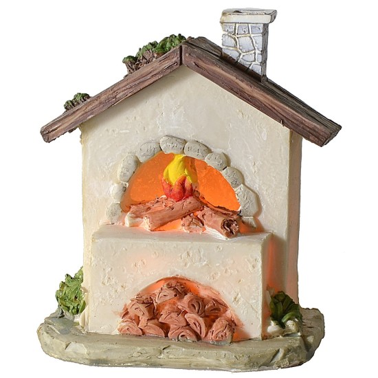 Forno con legna e fuoco funzionante a batterie cm 9x4,8x10,6 h