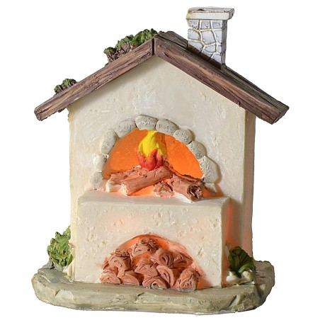 Forno con legna e fuoco funzionante a batterie cm 9x4,8x10,6 h