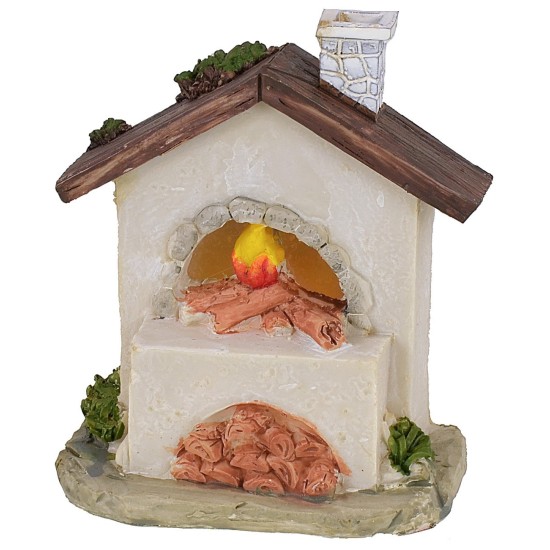 Horno con leña y fuego funcionando a baterías de 9x4,8x10,6 cm h