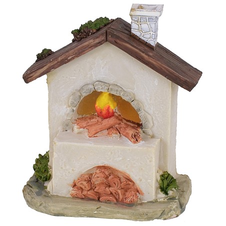 Forno con legna e fuoco funzionante a batterie cm 9x4,8x10,6 h