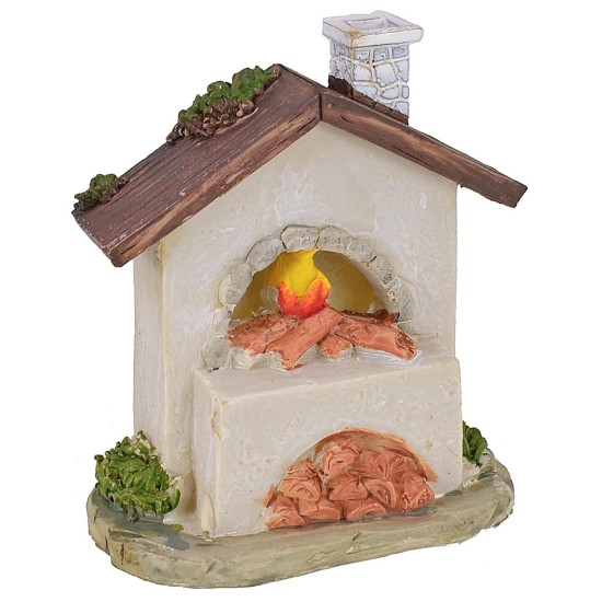 Oven with wood and battery-operated fire 9x4.8x10.6 cm h