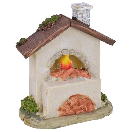 Horno con leña y fuego funcionando a baterías de 9x4,8x10,6 cm h