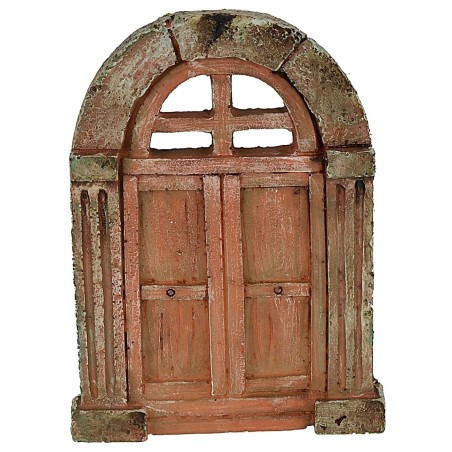Puerta de resina de dos hojas con arco de 7x0,9x9,7 cm h