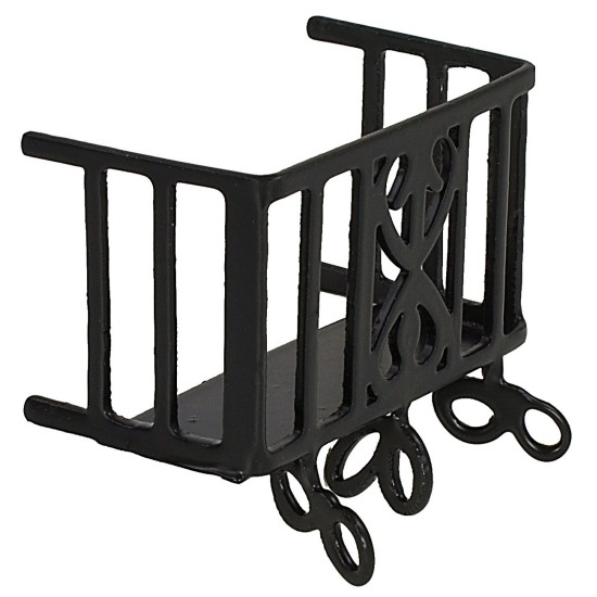 Barandilla con balcón negro de metal de 4,8x2,7x3 cm h