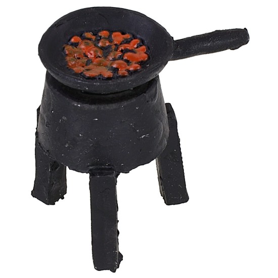 Brasero de resina con castañas de 5 cm de altura Mundo Pesebre