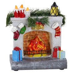 Hogar iluminado a pilas de 18x9x16 cm h Mundo Pesebre 2