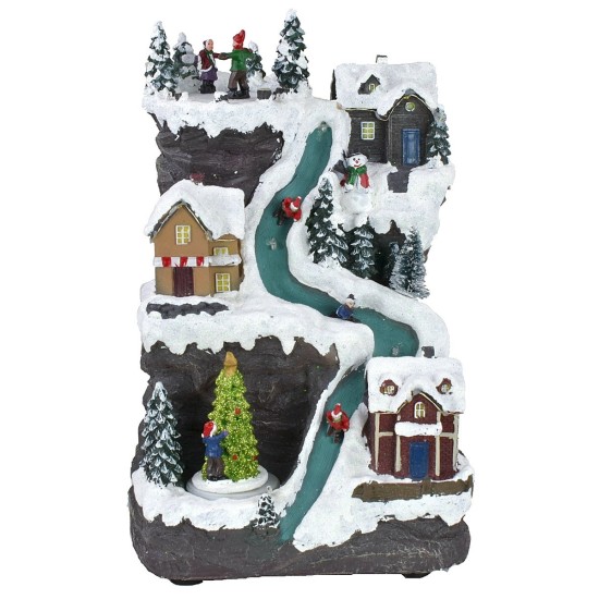 Christmas scenery with illuminated track running on current