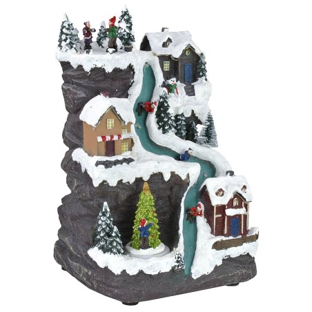 Christmas scenery with lighted track running on electricity cm