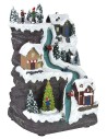 Christmas scenery with lighted track running on electricity cm