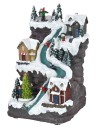 Christmas scenery with lighted track running on electricity cm