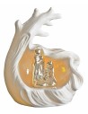 Porcelain nativity and grotto with light cm 14x11,7x17,5 h