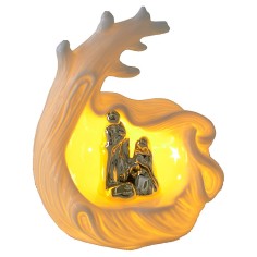 Natività e grotta in porcellana con luce cm 14x11,7x17,5 h