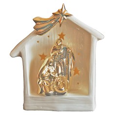 Nativity and hut in porcelain with light 15.5x9.2x18.2 h cm 2