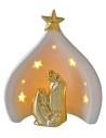 Set Natività e grotta in porcellana con luce cm 14x9,5x16,5 h