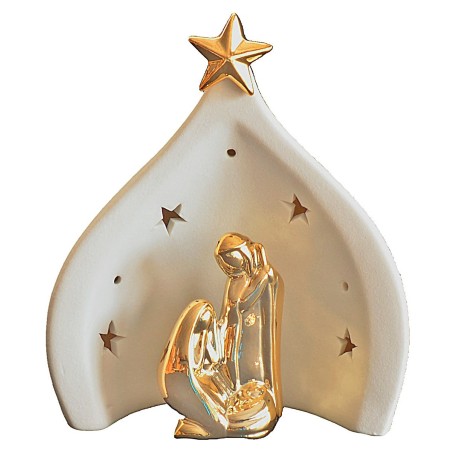 Nativity set and porcelain grotto with light cm 14x9,5x16,5 h