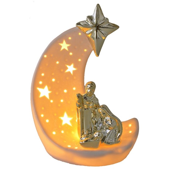 Nativity with comet in illuminated porcelain cm 17x10,3x24,5 h