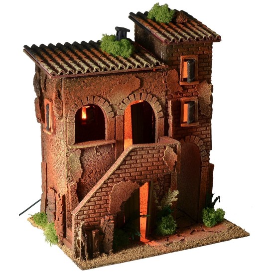 Casa illuminata per Presepe cm 35x25x42 h Mondo Presepi