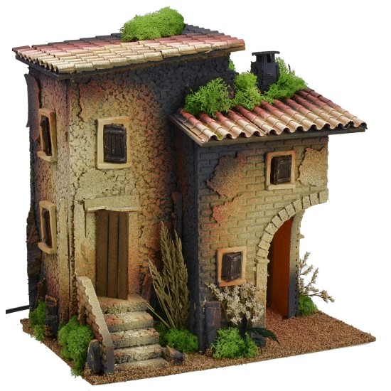 Casa illuminata con grande arco angolare cm 35x25x36 h