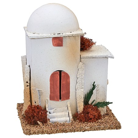 Casa árabe con cúpula y escalera de 14x12,5x17 cm h madera, altura