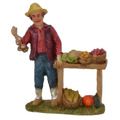 Ortolano con banchetto di verdure in resina 10 cm Mondo Presepi