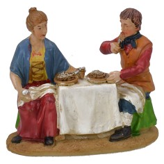 Scena famiglia al tavolo in resina serie 10 cm