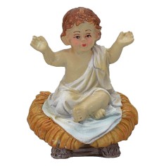 Gesù Bambino seduto in resina cm 7,5 h per statue h 20-24 cm