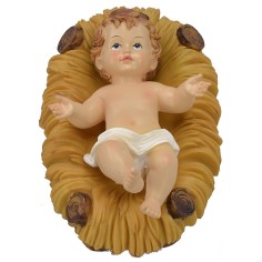 Niño Jesús de 15,5x10,5 cm en resina con cuna para estatuas de