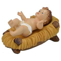Gesù Bambino cm 15,5x10,5 in resina con culla per statue da 40 2