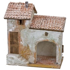 Casa de estuco con tienda y escalera de 24x16x18 cm h Mondo Presepi 2