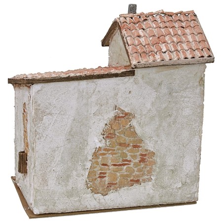 Casa stuccata con bottega e scala cm 24x16x18 h