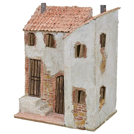 Casa enlucida en esquina cm 22x16x29 h Mondo Presepi