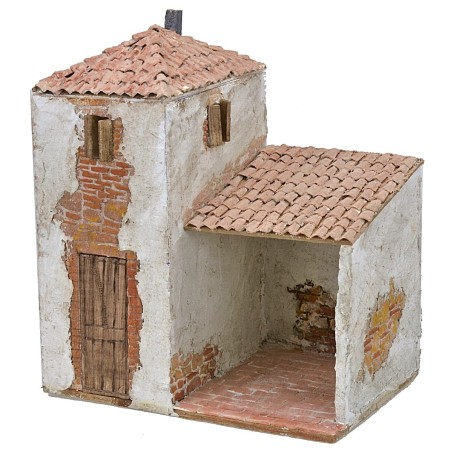 Casa estucada con pórtico de 24x16x29,5 cm de altura Mundo Pesebres.