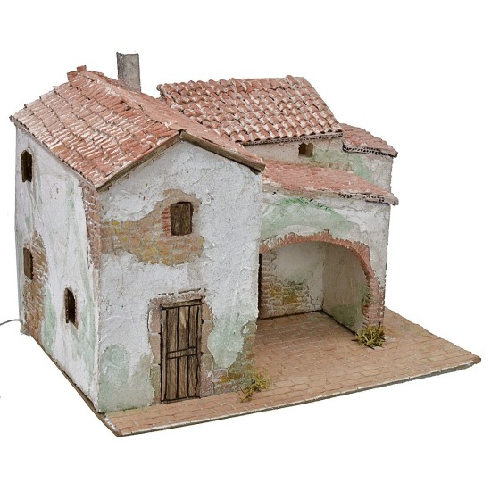 Borgo stuccato illuminato cm 40x30x31 h