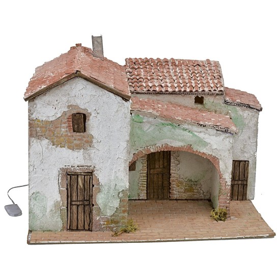 Borgo estucado iluminado cm 40x30x31 h Mundo Pesebres