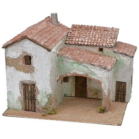 Borgo estucado iluminado cm 40x30x31 h Mundo Pesebres