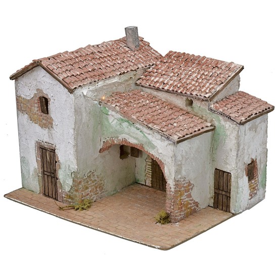 Borgo stuccato illuminato cm 40x30x31 h Mondo Presepi
