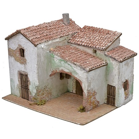 Borgo stuccato illuminato cm 40x30x31 h Mondo Presepi