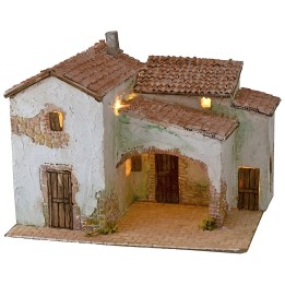 Pueblo enlucido iluminado cm 40x30x31 h