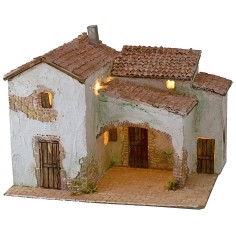 Borgo stuccato illuminato cm 40x30x31 h