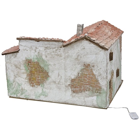Pueblo de estuco iluminado completo con figuritas de 40x30x31
